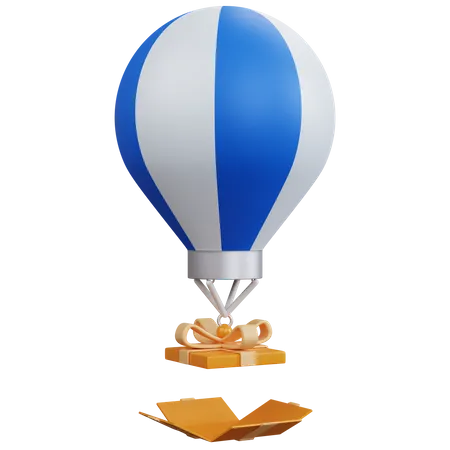 Montgolfière avec boîte cadeau ouverte  3D Icon