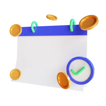 3 D Calendar With Check Mark In Date And Bell Notification Meeting Reminder Planner Daily Work Done With Tick Mark Every Day Cartoon Creative Icon Design Isolated On Blue Background 3D Icon