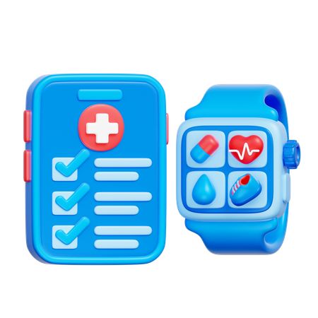 Montre connectée avec rapport de santé  3D Icon