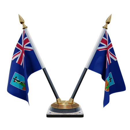 Montserrat Double Desk Flag Stand  3D Flag