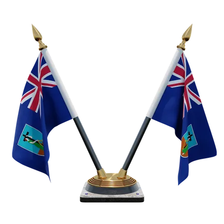 Montserrat Double Desk Flag Stand  3D Flag