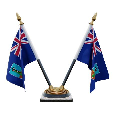 Montserrat Double Desk Flag Stand  3D Illustration