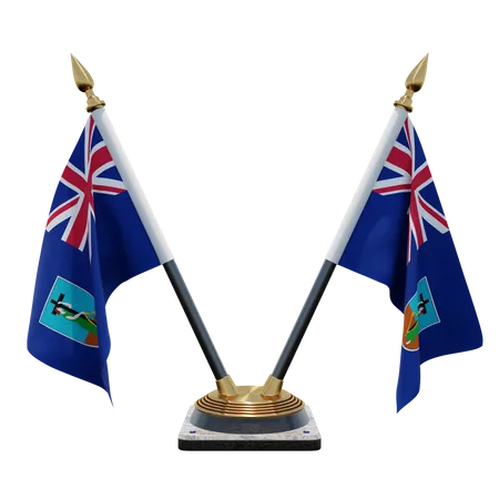 Montserrat Double Desk Flag Stand  3D Illustration