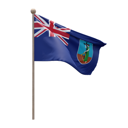 Montserrat Flag Pole  3D Illustration