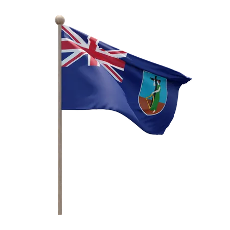 Montserrat Flag Pole  3D Flag