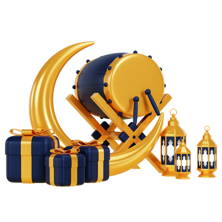 Moon and Bedug  3D Icon