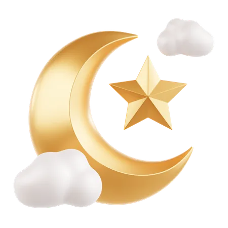 Moon And Cloud  3D Icon