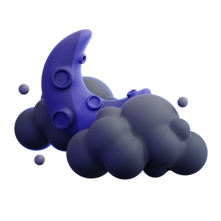 月と雲  3D Icon