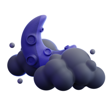 Moon And Cloud  3D Icon