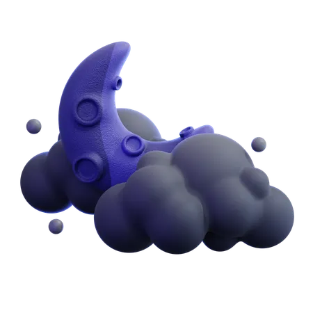 Moon And Cloud  3D Icon