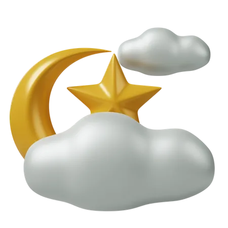 Moon and cloud  3D Icon