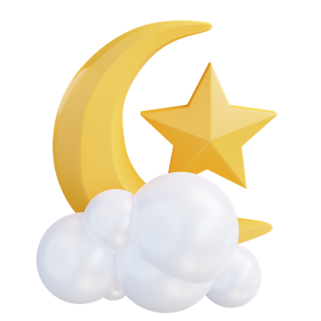 Moon And Cloud  3D Icon