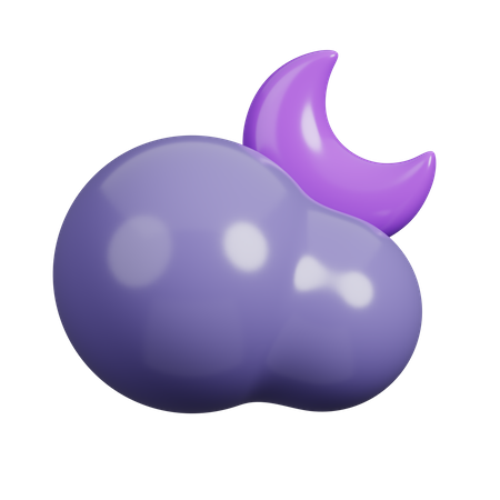 Moon and Cloud  3D Icon