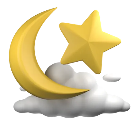 Moon And Cloud  3D Icon