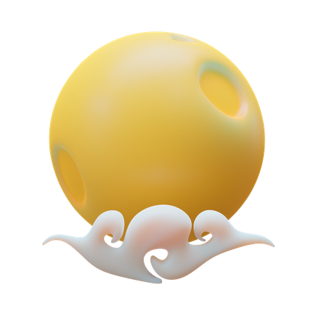 Moon And Cloud  3D Icon