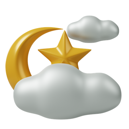 Moon and cloud 3D Icon