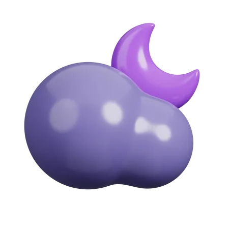 Moon and Cloud  3D Icon