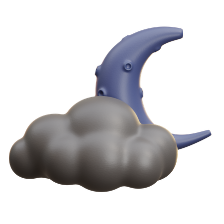 Moon And Cloud Half Moon  3D Icon