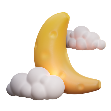 Moon And Clouds  3D Icon