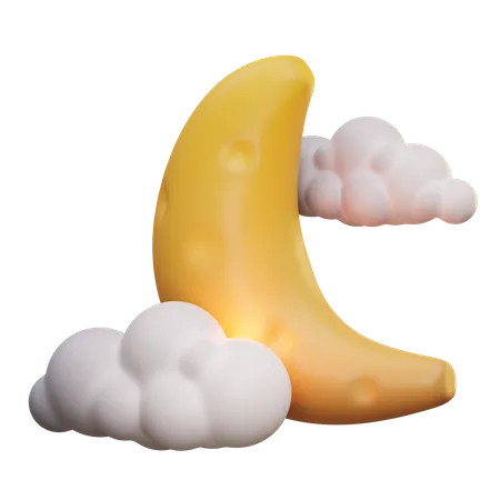 Moon And Clouds  3D Icon