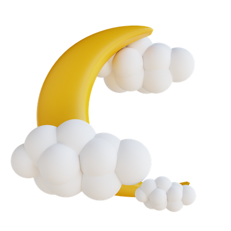 Moon And Clouds  3D Illustration