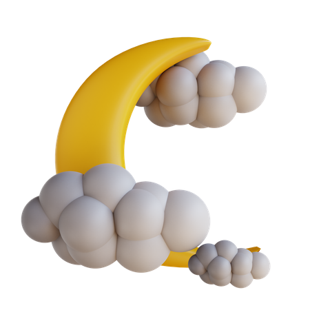 Moon And Clouds  3D Illustration