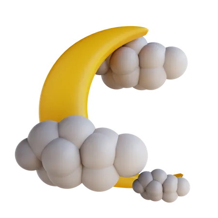 Moon And Clouds  3D Illustration