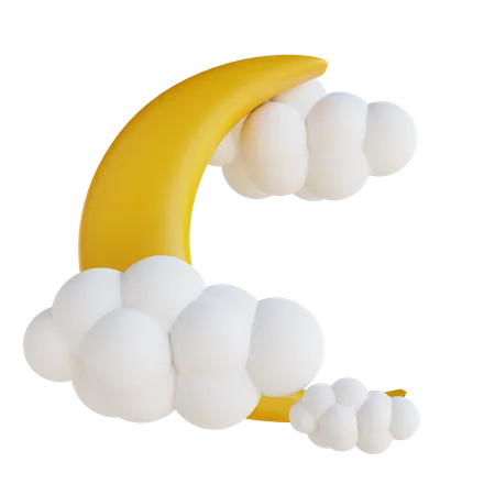 Moon And Clouds  3D Illustration