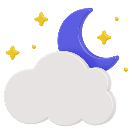 Moon and clouds  3D Icon