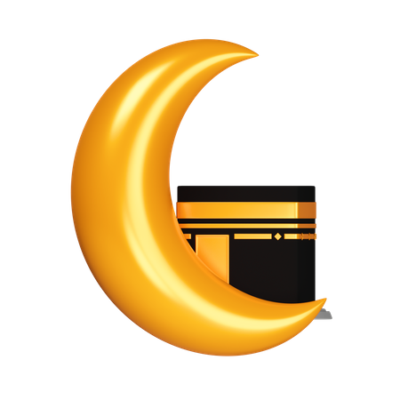Moon And Kaaba  3D Icon