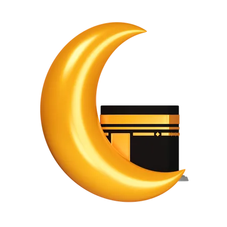 Moon And Kaaba  3D Icon