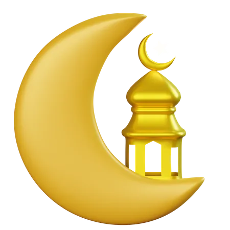 Moon and Lantern  3D Icon