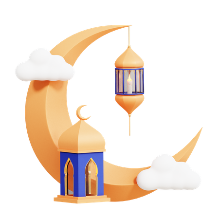 Moon And Lantern  3D Icon