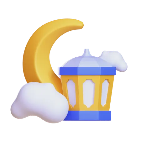 Moon And Lantern  3D Icon