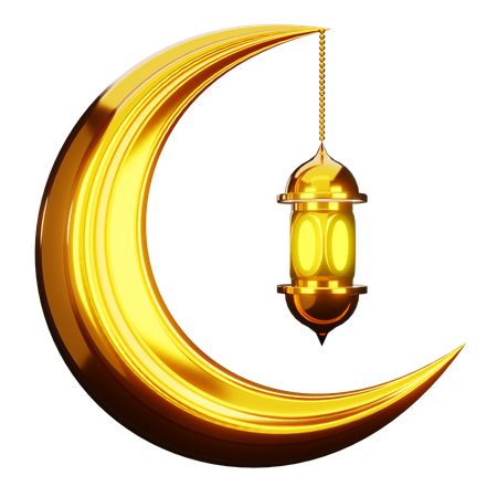 Moon And Lantern  3D Illustration