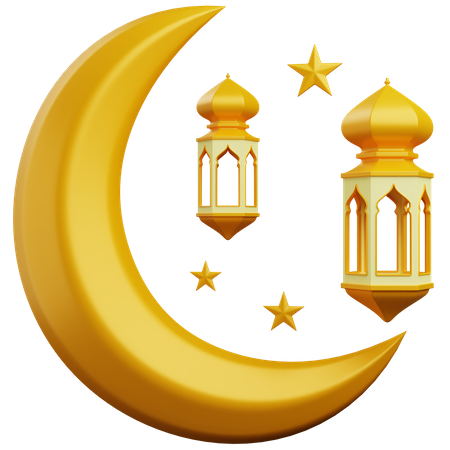 Moon and lanterns  3D Icon