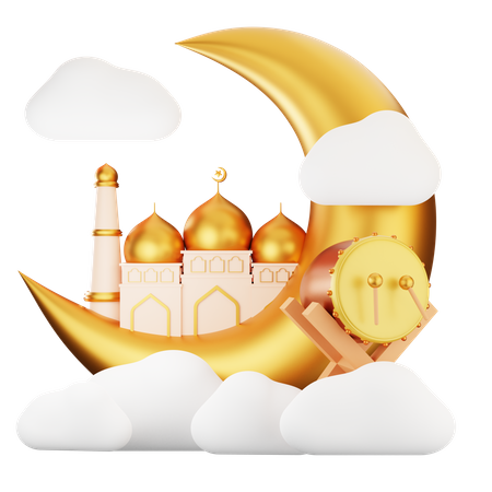 Moon And Mosque  3D Icon