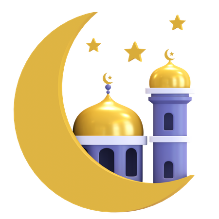 Moon And Mosque 3D Illustration