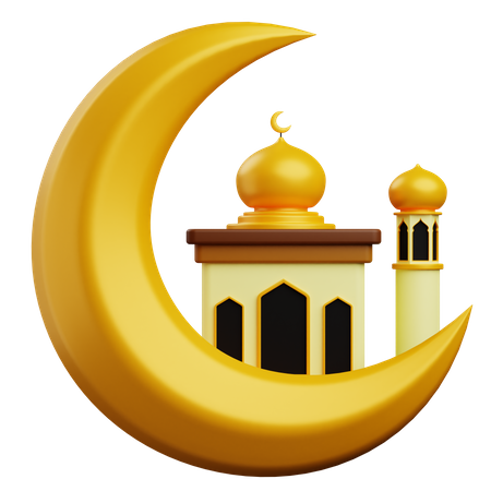 Moon and mosque  3D Icon