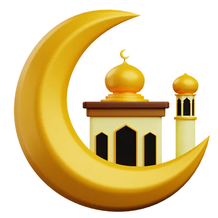Moon and mosque  3D Icon