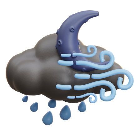 月と雨雲  3D Icon