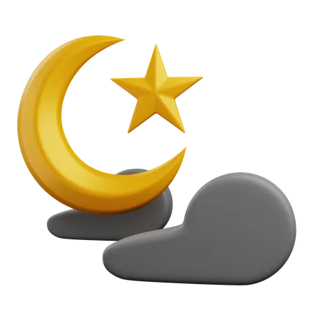 Moon and star  3D Icon