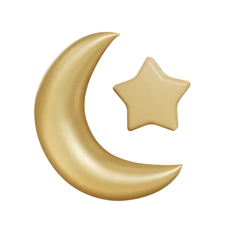 Moon And Star  3D Illustration