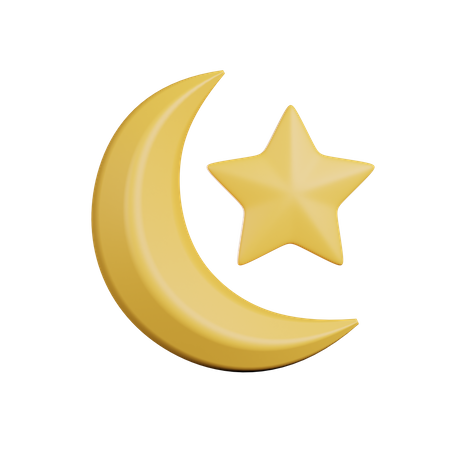 Moon and Star  3D Illustration