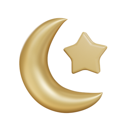 Moon And Star  3D Illustration