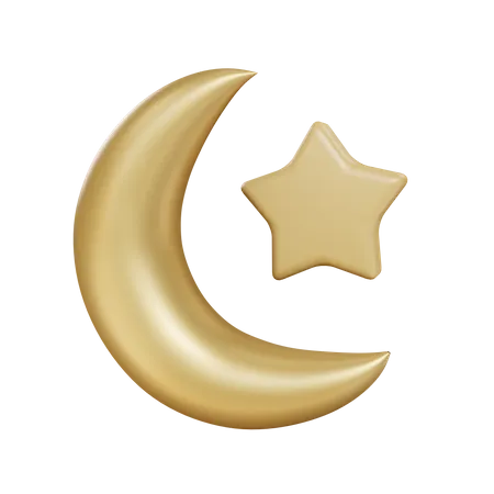 3 D Rendering Moon And Star Ramadan Illustration Object 3D Illustration