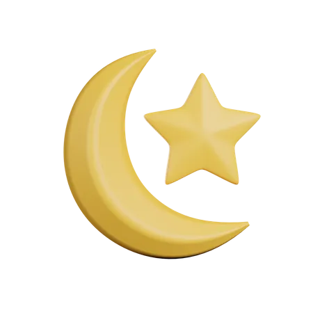 Moon and Star  3D Illustration
