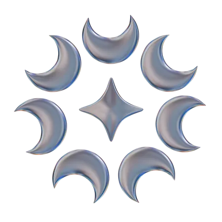 Moon And Star Abstract Shape  3D Icon