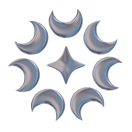 Moon And Star Abstract Shape  3D Icon