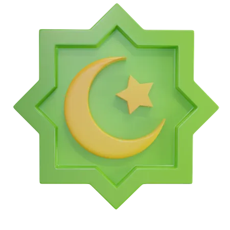 Moon and Star Symbol  3D Icon